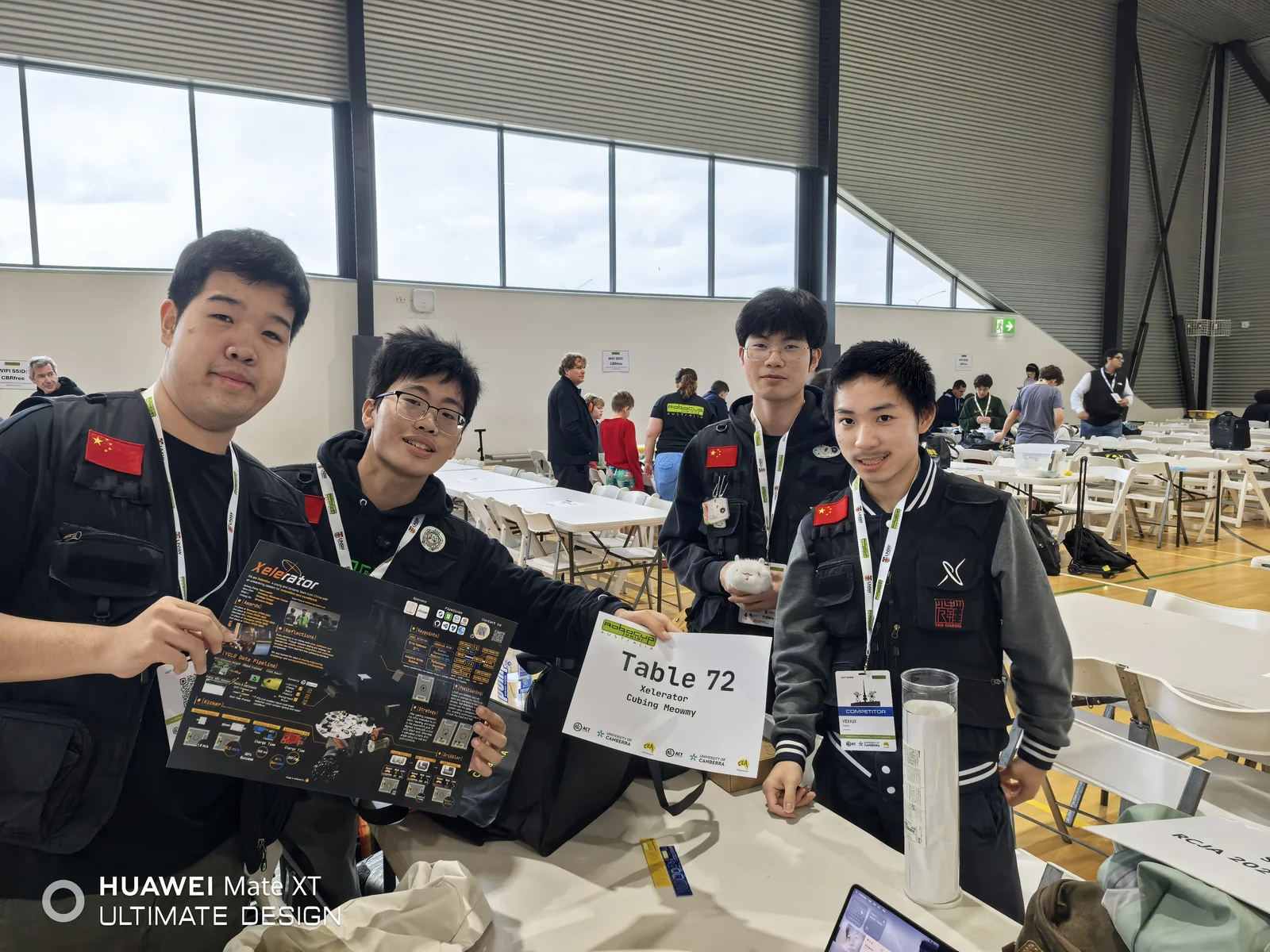 团队在澳洲赛场手持技术海报合影