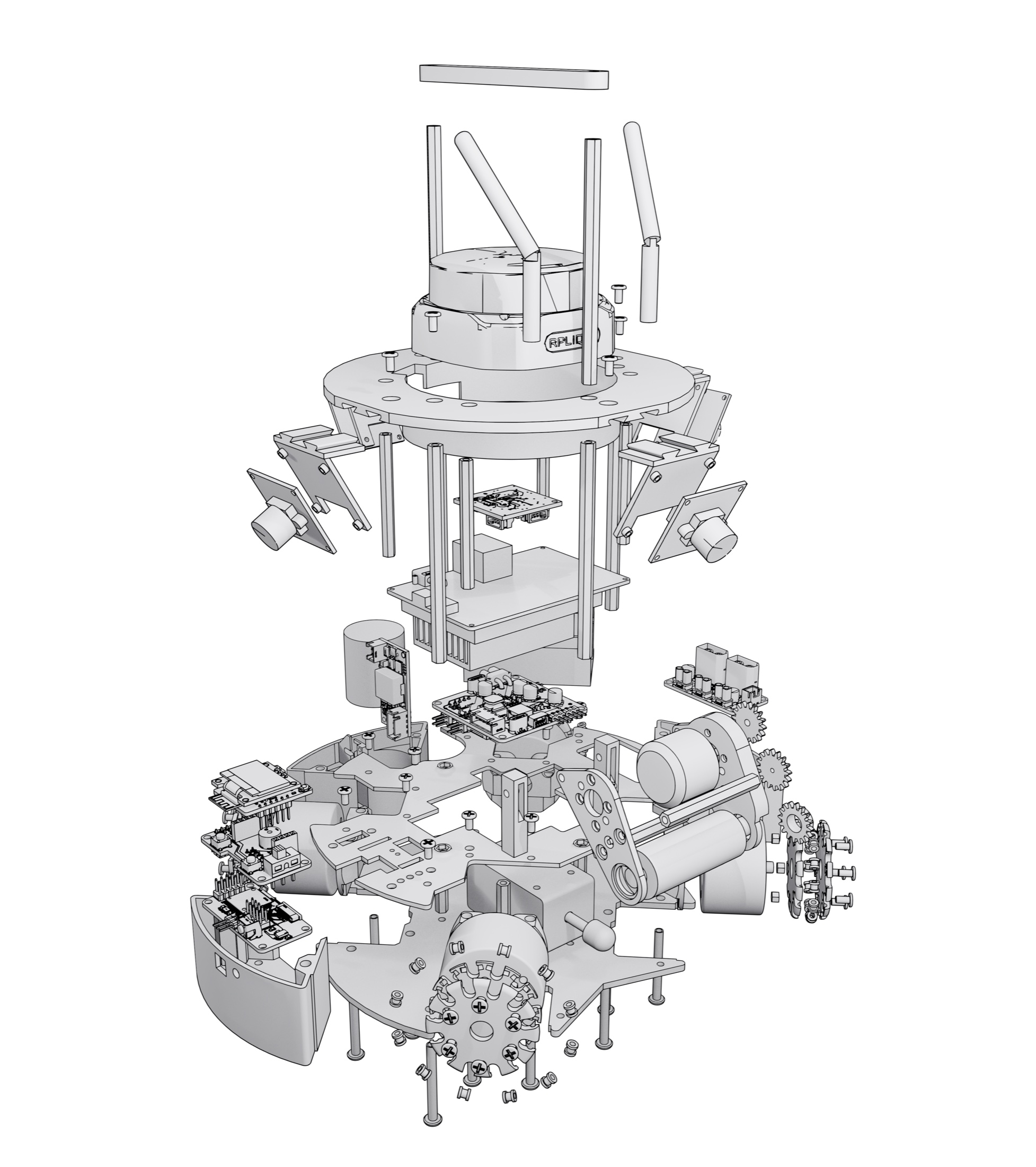 Exploded mechanical view of the Terminus robot